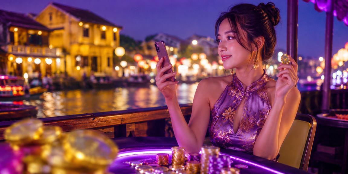 Không gian trò chơi casino về đêm ở Hội An